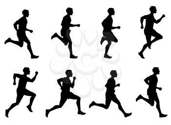 Jogging man, running athlete, runner vector silhouettes set. Man running training. illustration of sprinter man run