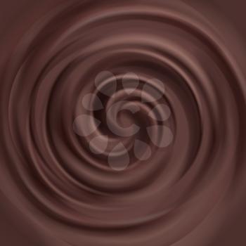 Liquid chocolate swirl vector background. Swirl milk chocolate, illustratin of brown chocolate cream