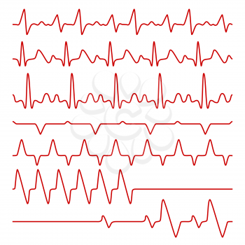 Line vector cardiograms or electrocardiogram on monitor, heartbeat medical symbols. Cardiogram pulse heart, illustration of chart pulse heartbeat