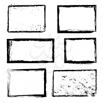 Rough grunge distressed ink vector image border frames. Rough frame texture, illustration of decorative border frame