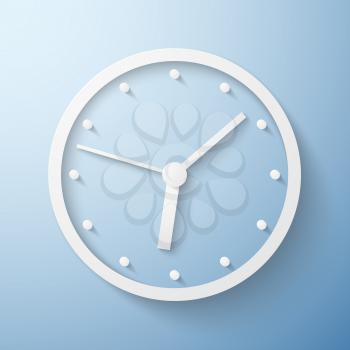 Origami paper wall clock, time abstract vector business concept background. Illustration of white clock