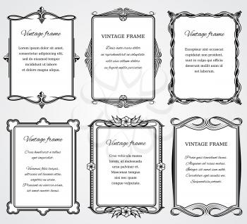 Vintage victorian border frames vector set for certificate and book design Victorian greeting frame template illustration