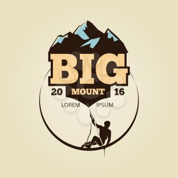 Vintage mountain climbling logo - sport activity badge. Adventure vintage badge, vector illustration
