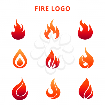 Colorful flame of fire for logo badge or label isolated on white background. Vector illustration