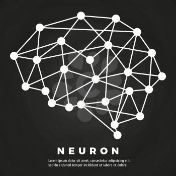 Abstract line brain neural network chalkboard poster design. Vector illustration