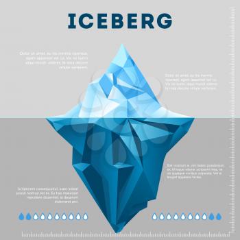 Information poster design with iceberg. Business chart ice, vector illustration