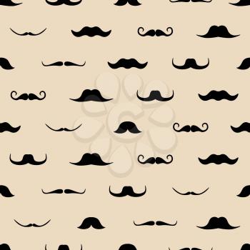 Vintage dad mustaches vector seamless pattern. Background with hipster mustaches, illustration of gentleman mustache