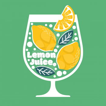 Lemon background. Summer exotic and tropic juice lemonade vector vintage poster. Illustration of fruit lemonade, juice citrus