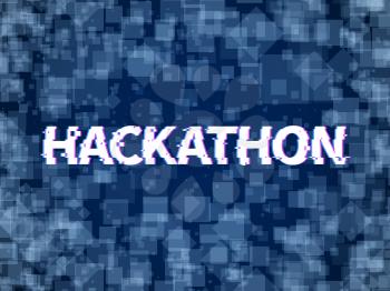 Hackathon. Program code, software marathon. Hack day, hackfest or codefest event vector hackathon background. Illustration of programming hack software and program, glitch diffuse banner
