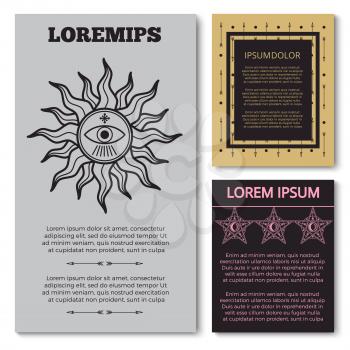 Stylish esoteric cards banner collection with mystery elements. Vector illustration