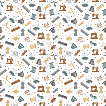 Sewing or knitting seamless pattern design - handmade texture. Vector illustration