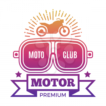 Premium motor club label design isolated on white background. Vector illustration