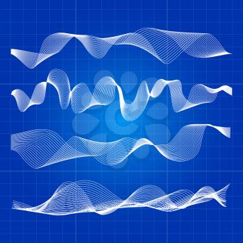 White abstract waves from lines design of collection. Vector illustration