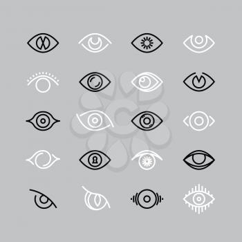 Human eye line icons. Eyesight vector outline pictograms. Eye and eyesight, eyeball optical illustration