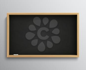 Blank retro class blackboard with chalk pieces. Empty black chalkboard vector illustration for education concept. Blackboard for school, chalkboard for classroom