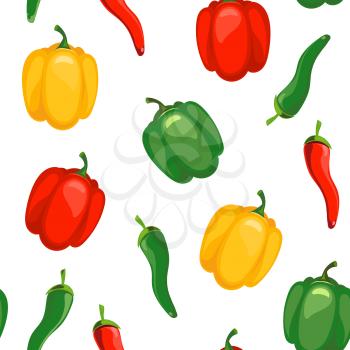 Seamless pattern with chile and sweet peppers vector illustration