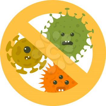 Stop microbes cartoon vector illustration. Anti bacteria symbol and protection infection