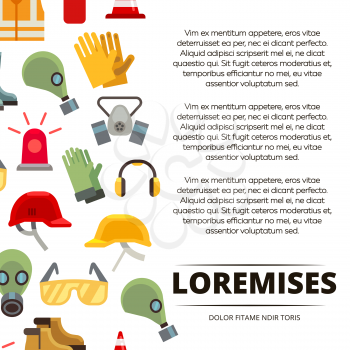 Colorful flat personal protective equipment icons poster design. Vector illustration