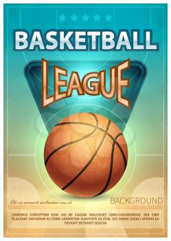 Basketball tournament sports vector poster. Basketball game poster illustration