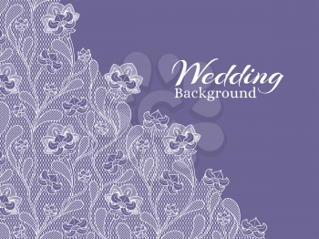 Wedding floral vector background with lace pattern. Wedding lace ornament textile illustration