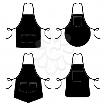 Black and white kitchen chef aprons isolated on white. Apron kitchen for cooking. Vector illustration