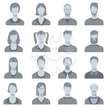Man and woman vector face portrait silhouettes. Male and female heads. Silhouette of portrait head human male and female illustration