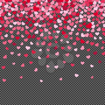 Flying hearth confetti isolated on transparent background. Vector illustration flat