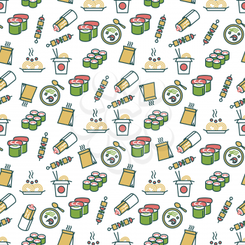 Asian food seamless pattern - chinese fast food pattern. Vector illustration background