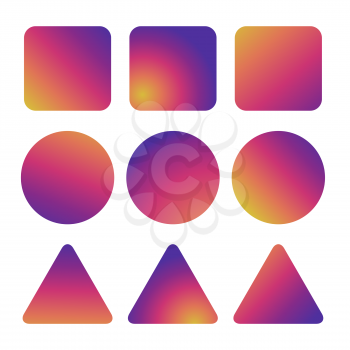 Colorful smooth gradient icons - gradient buttons for social network. Vector illustration