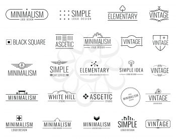 Vintage minimal vector logos with simple shapes. Modern luxury emblems for shopping tag. Vintage emblem graphic decoration frame illustration