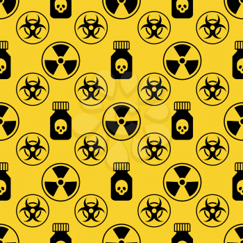 Danger seamless pattern on yellow background. Danger symbol yellow design, vector illustration