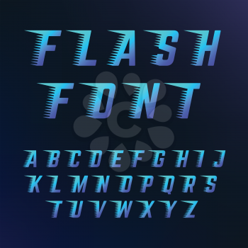 Abc letters with speed lines effects. Vector font fits to fast motion. Dynamic typography alphabet lettering illustration