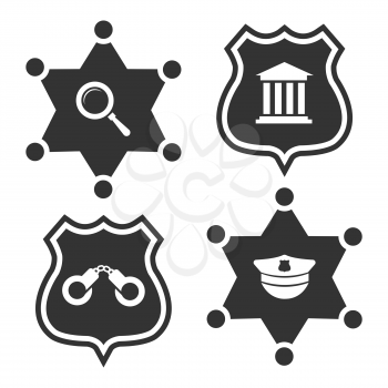 Law or police labels design. Vector police badge of set. Vector illustration