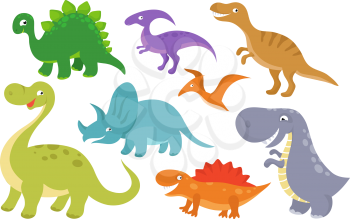 Cute cartoon dinosaurs vector clip art. Funny dino chatacters for baby collection. Funny character dino cartoon illustration illustration