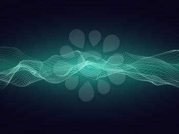 Abstract sound energy wave with dynamic particles vector background. Sound wave dynamic and motion illustration