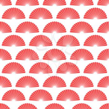 Red hand fan seamless pattern. Vector asian fans texture background design illustration