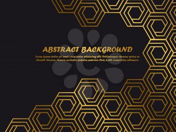 Luxury minimal background template banner with golden abstract shapes. Vector illustration