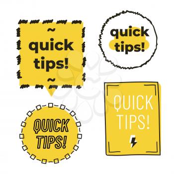 Quick tips with hand drawn frame isolated on white background. Vector illustration