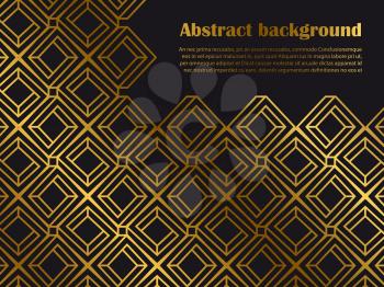 Abstract minimal style background pattern with golden geometric shapes. Vector illustration