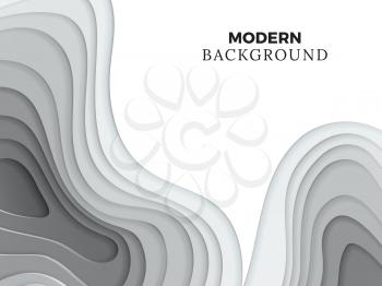 Abstract modern backdrop template with grey paper cut element. Geometric origami layer, layout frame. Vector illustration