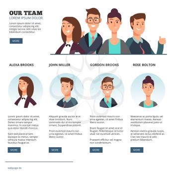 Creative business people, business outsourcing, teamwork vector concept with flat cartoon characters. Illustration of corporate coworker partner team