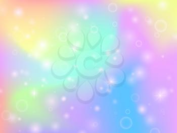 Fairy unicorn rainbow background with magic sparkles and stars. Multicolor fantasy abstract vector backdrop. Vector fairytale girlie gradient effect illustration