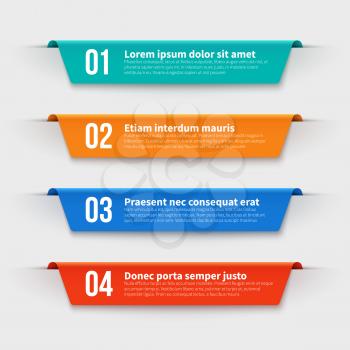Infographic banners. Color labels with steps and options vector set. Illustration of banner label layout with numbers