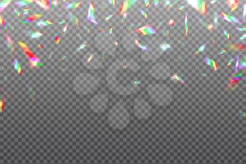 Hologram glitch rainbow background. Crystal shining metallic iridescent foil isolated. Hologram effect vector illustration. Hologram vibrant effect, gradient bright iridescent