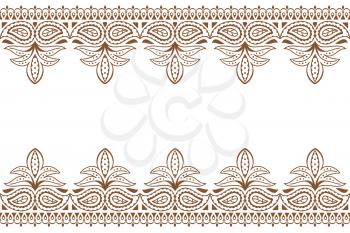 Mehndi background. Indian embroidery design wuth henna ornament. Wedding backdrop henna indian lace ornament, vector illustration