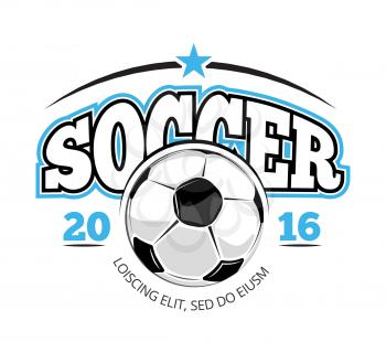 Soccer club vector logo template isolated white. Sport tournament badge illustration