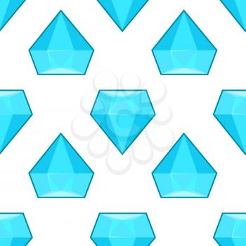Vector blue diamonds seamless pattern. Background with geometric stone illustration