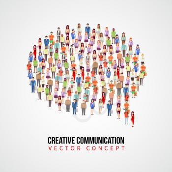 Communication vector concept, people crowd in speech bubble shape. Creative communication banner, illustration of form speech bubble