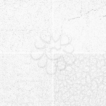 Grey subtle dotted grunge vector textures, distressed noise weathered patterns set. Distressed wall after weathered, illustration of grunge wall pattern effect