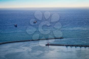 Breakwater of Salerno  port on the  Tyrrhenum Sea 